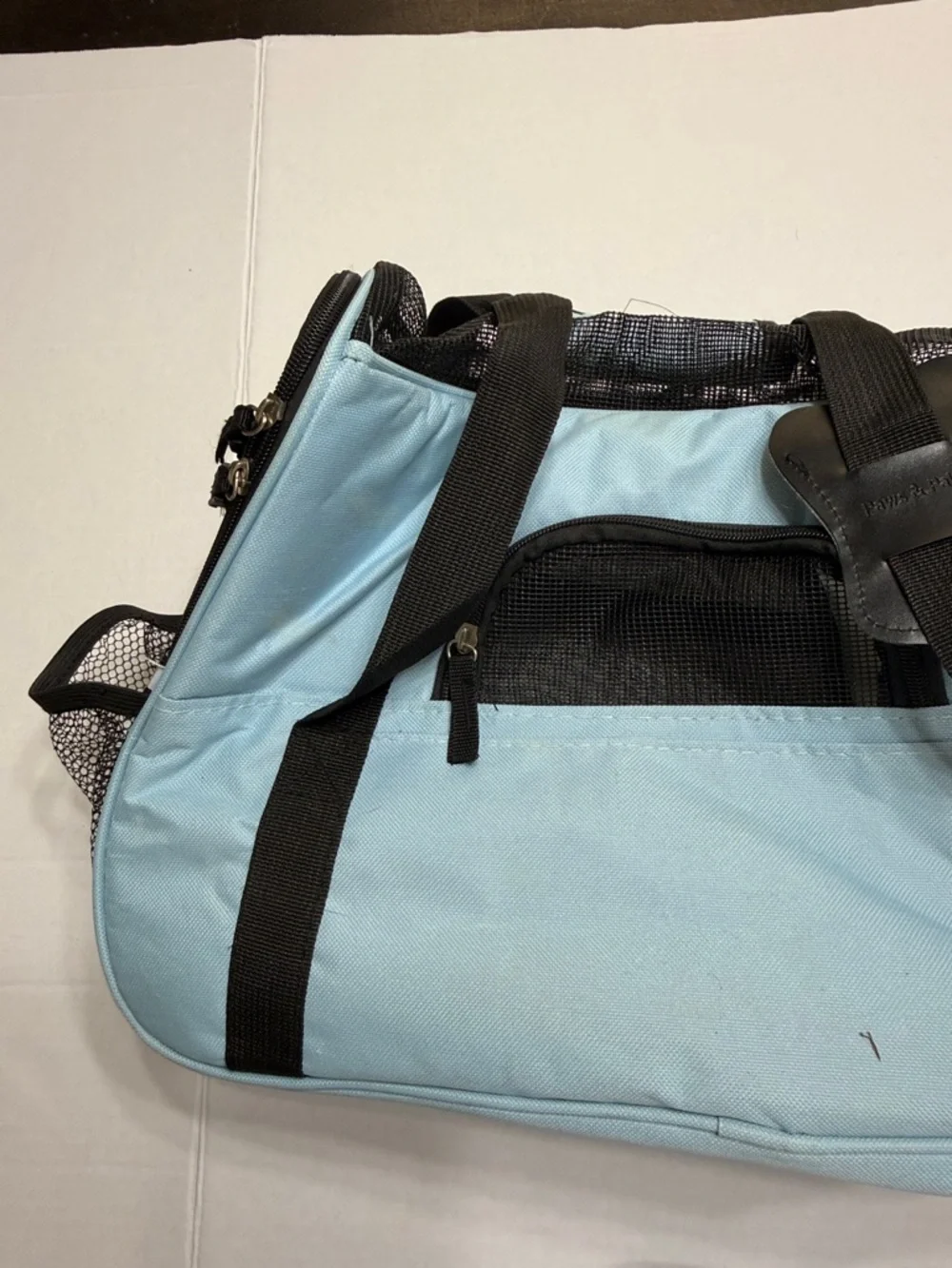 Paws & Pals Light Blue Pet Carrier with Black Mesh